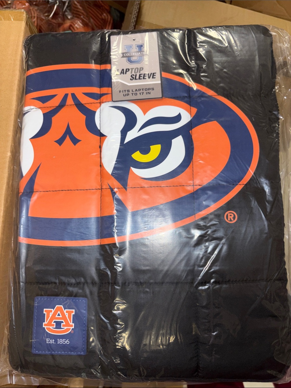 Auburn University Black & Orange Padded Laptop Sleeve - Fits up to 17"